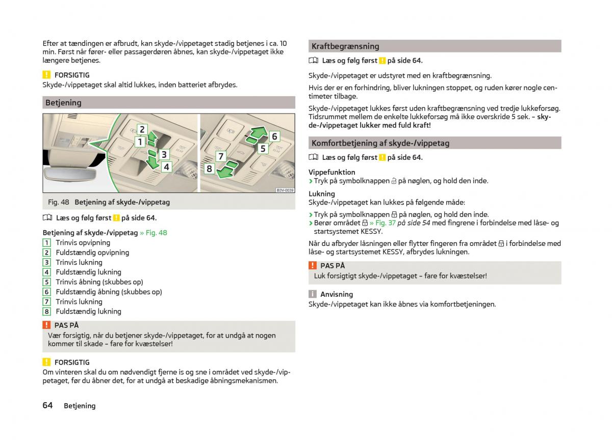 Skoda Superb III 3 Bilens instruktionsbog / page 67