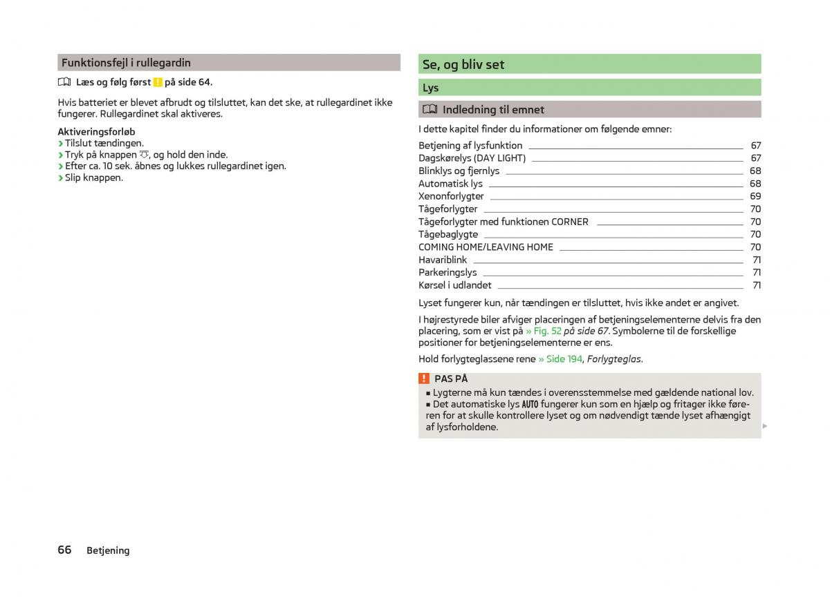 Skoda Superb III 3 Bilens instruktionsbog / page 69