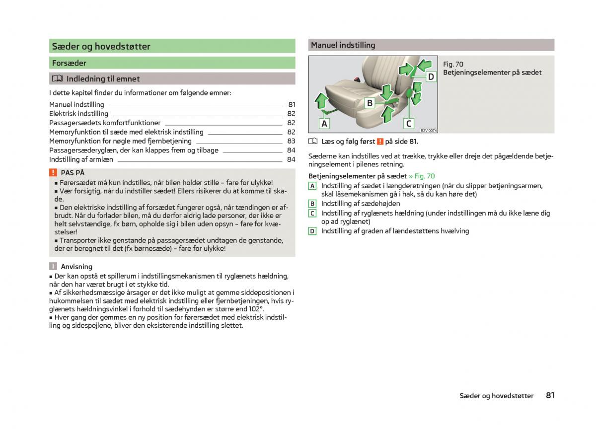 Skoda Superb III 3 Bilens instruktionsbog / page 84