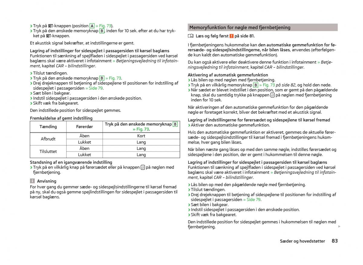 Skoda Superb III 3 Bilens instruktionsbog / page 86