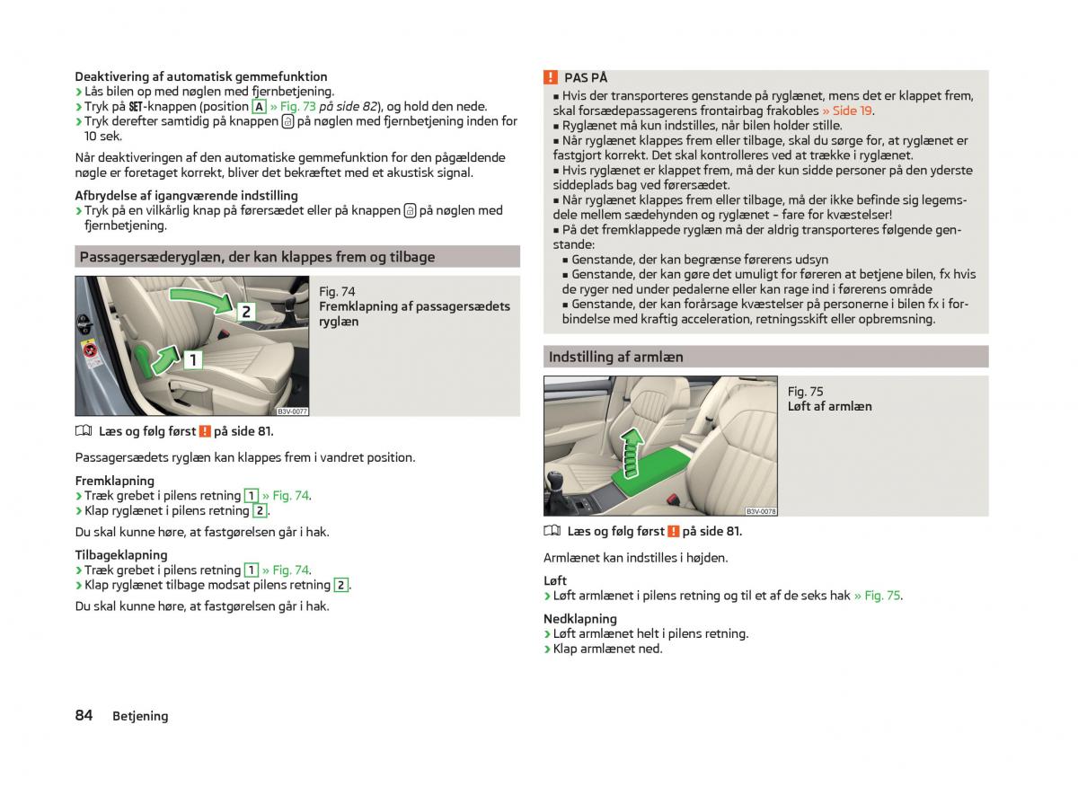 Skoda Superb III 3 Bilens instruktionsbog / page 87