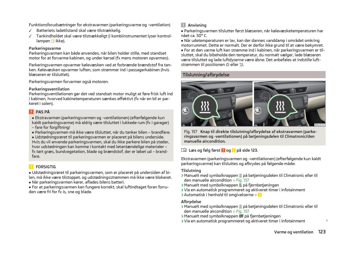 Skoda Superb III 3 Bilens instruktionsbog / page 126