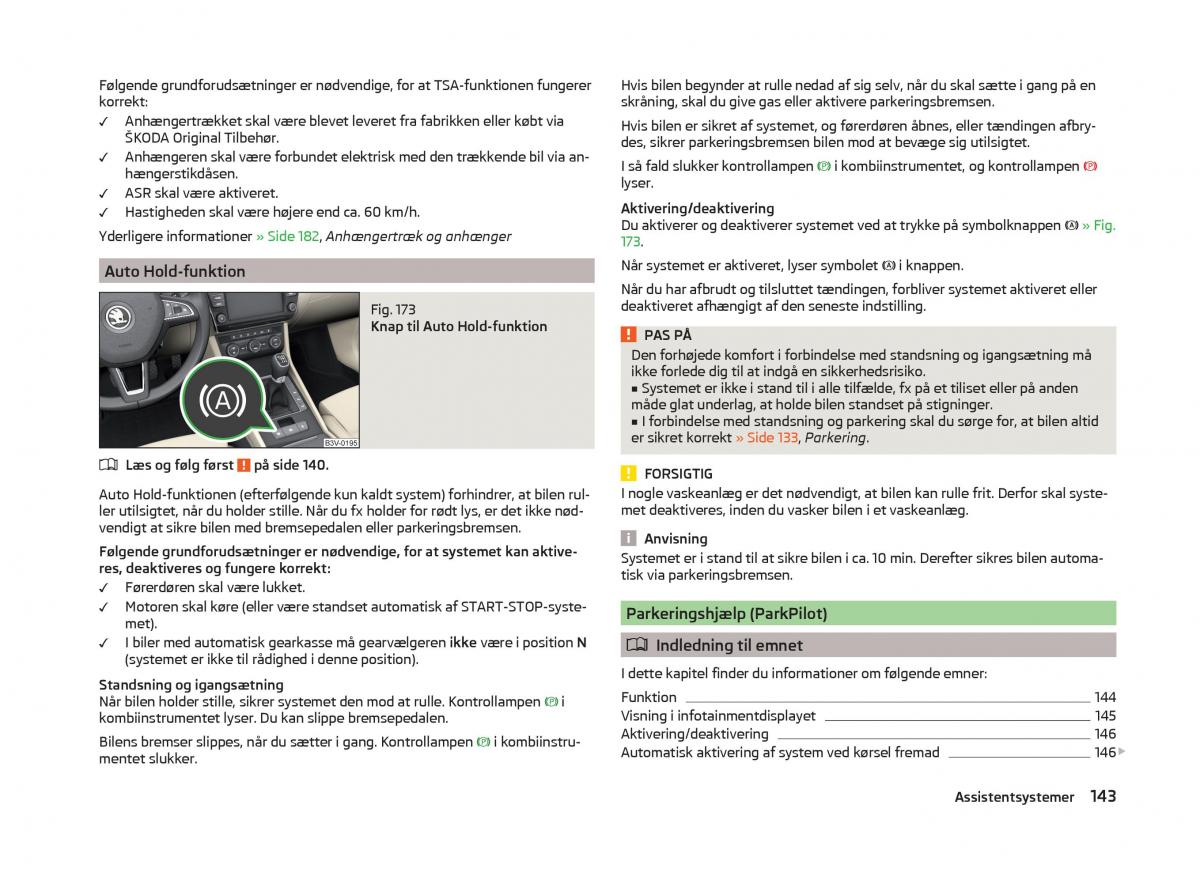 Skoda Superb III 3 Bilens instruktionsbog / page 146