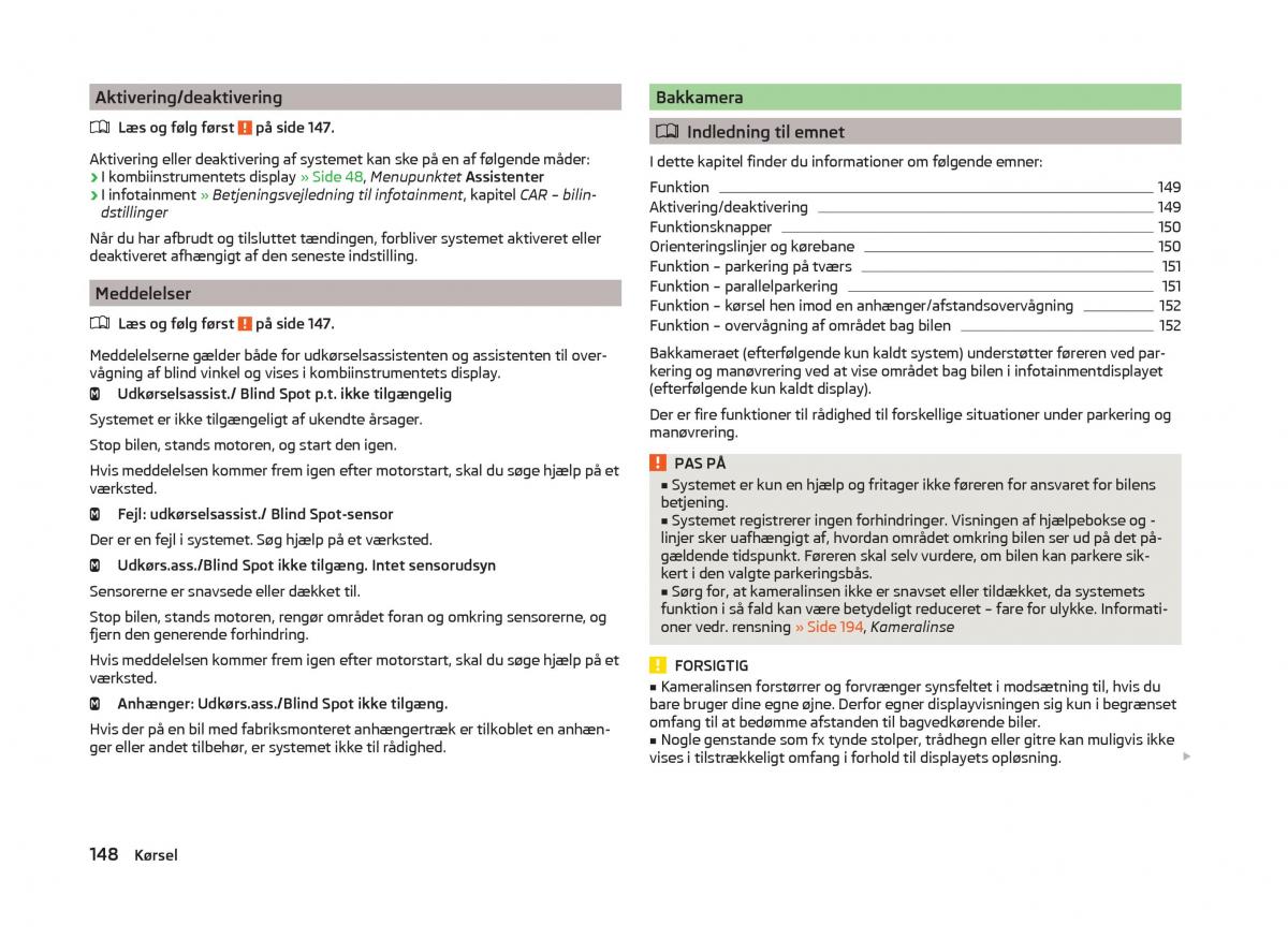 Skoda Superb III 3 Bilens instruktionsbog / page 151