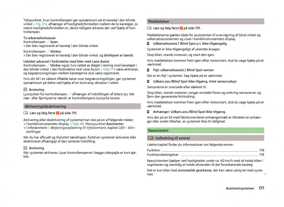 Skoda Superb III 3 Bilens instruktionsbog / page 180