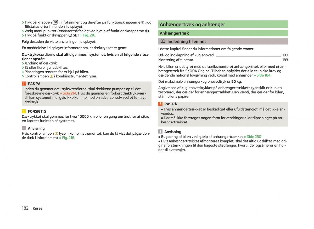 Skoda Superb III 3 Bilens instruktionsbog / page 185