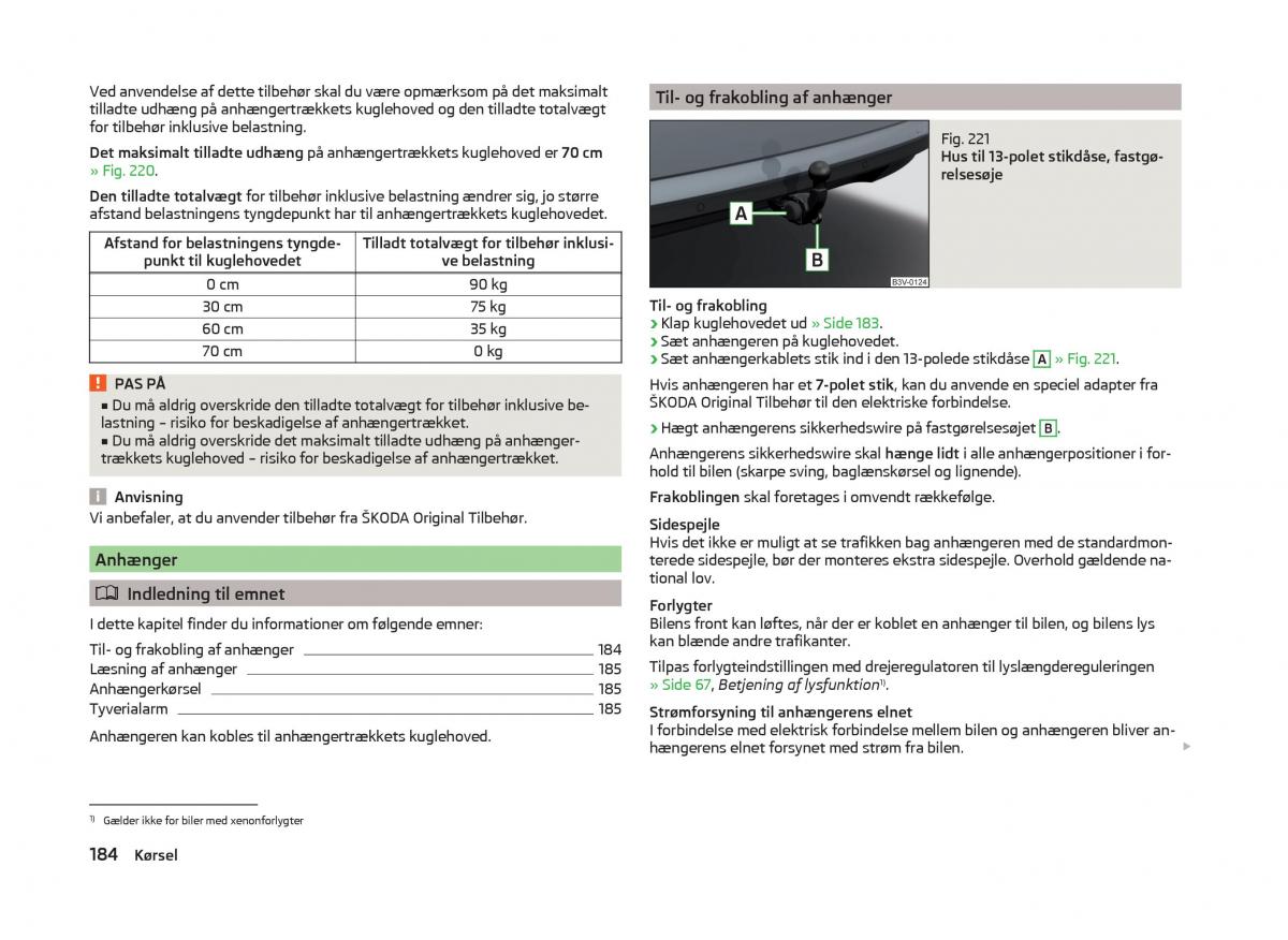 Skoda Superb III 3 Bilens instruktionsbog / page 187