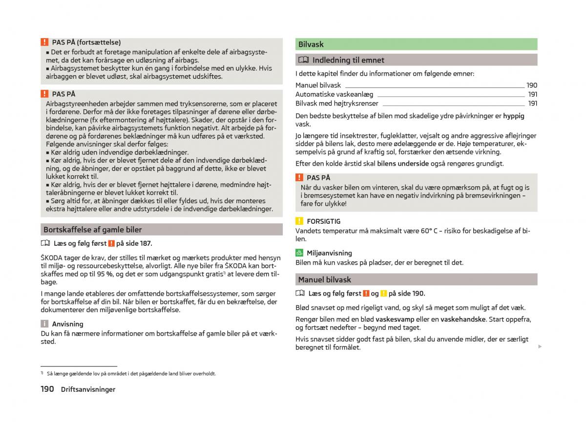 Skoda Superb III 3 Bilens instruktionsbog / page 193