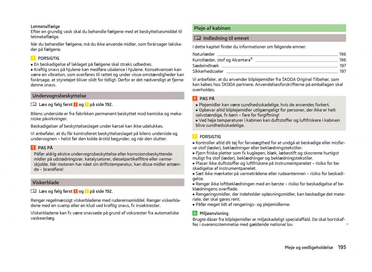 Skoda Superb III 3 Bilens instruktionsbog / page 198