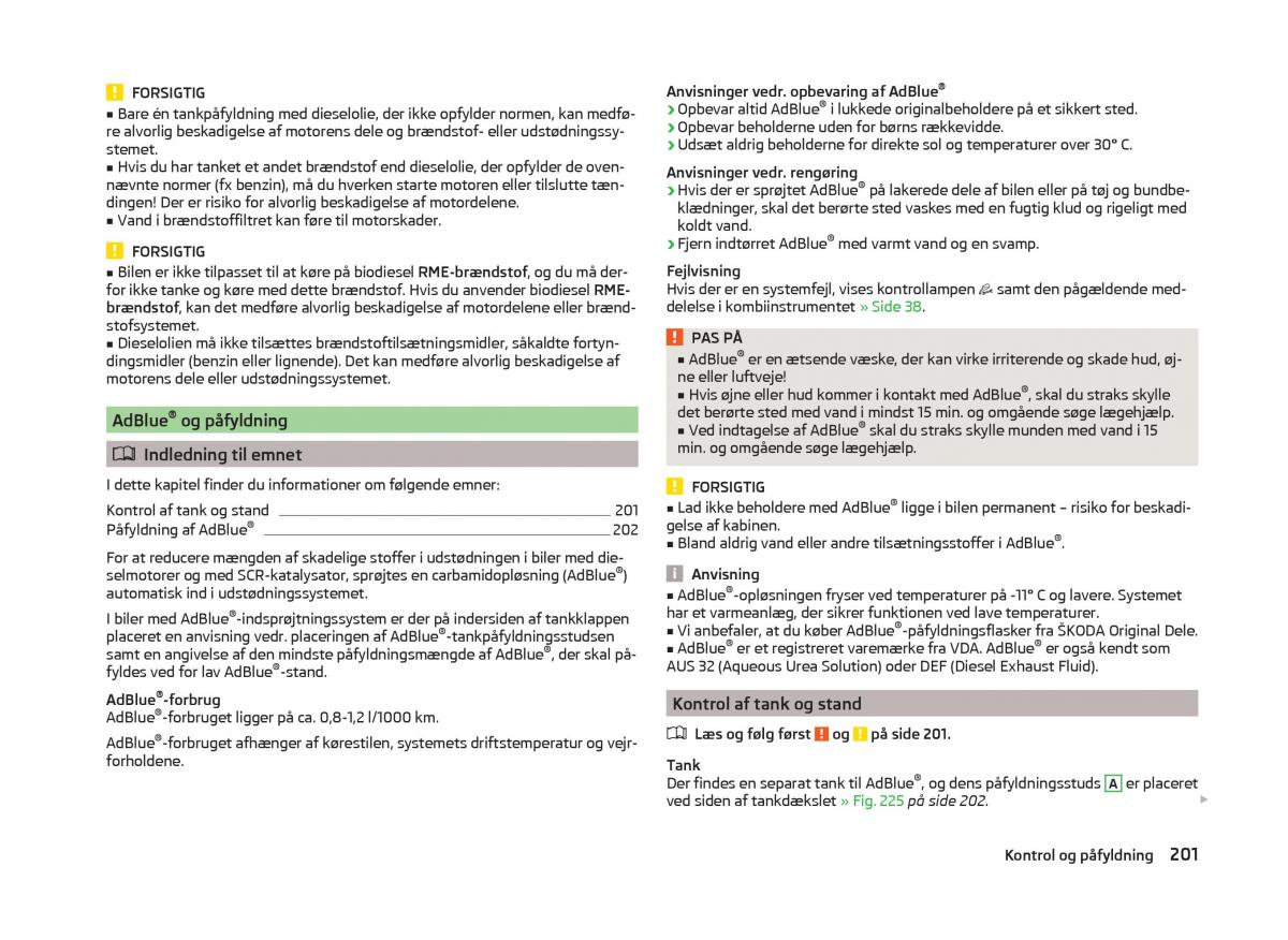 Skoda Superb III 3 Bilens instruktionsbog / page 204