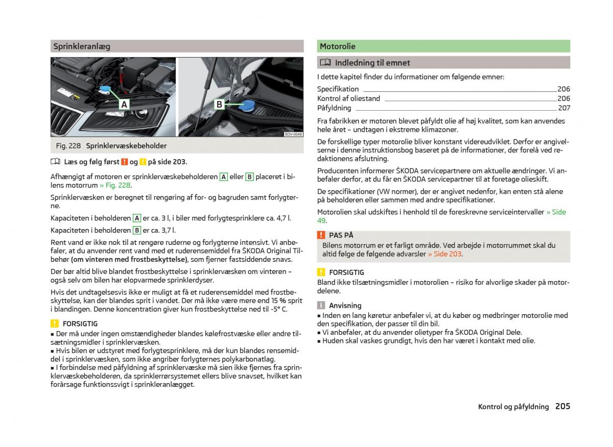 Skoda Superb III 3 Bilens instruktionsbog / page 208