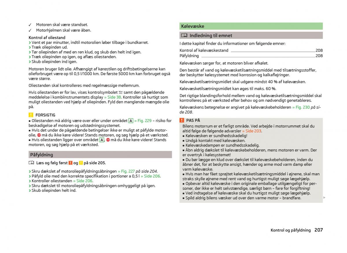 Skoda Superb III 3 Bilens instruktionsbog / page 210