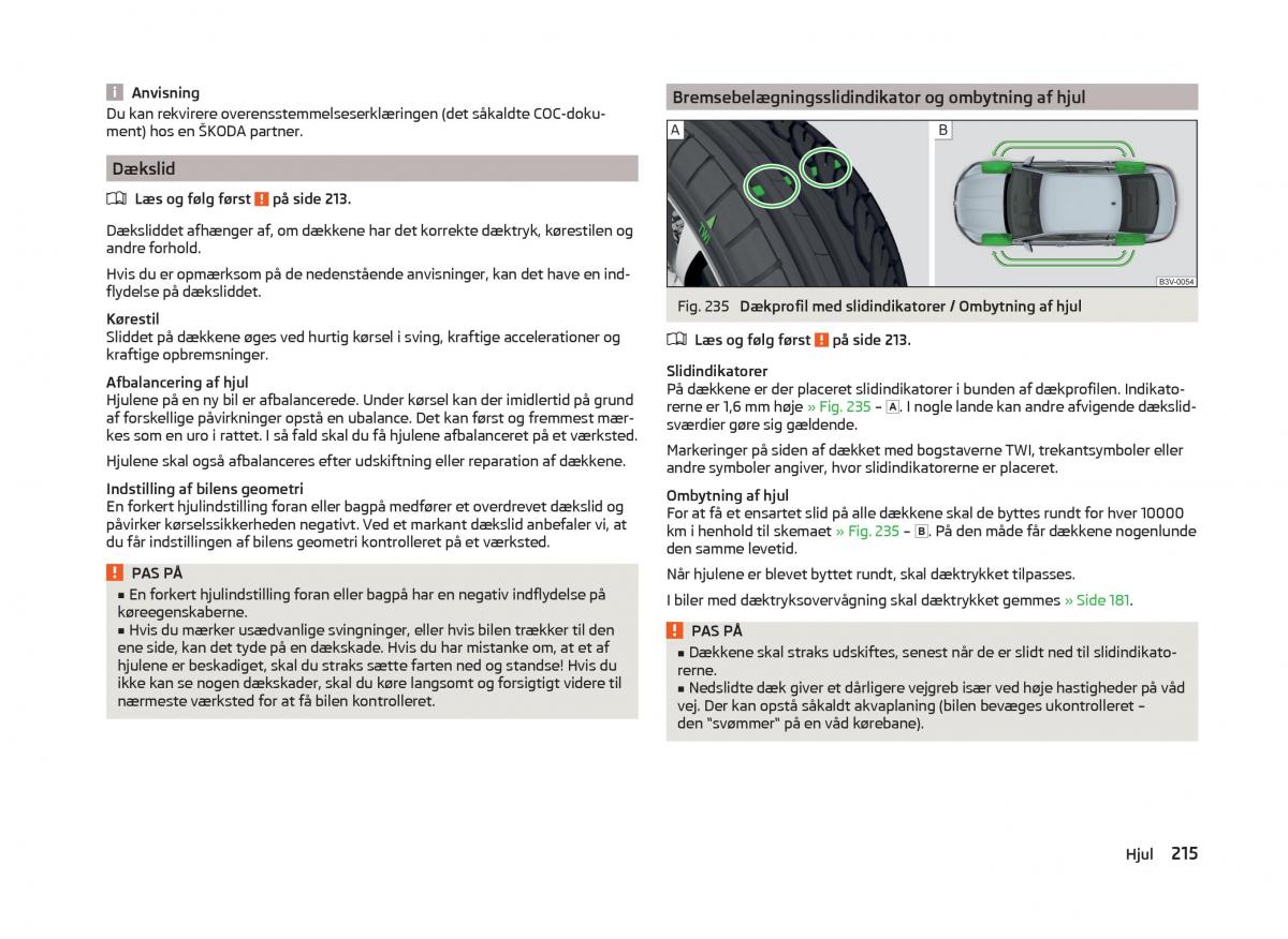 Skoda Superb III 3 Bilens instruktionsbog / page 218