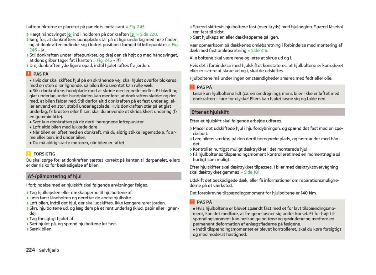 Skoda Superb III 3 Bilens instruktionsbog / page 227