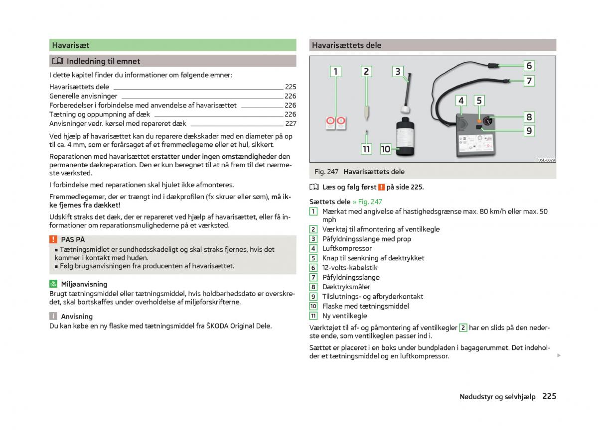 Skoda Superb III 3 Bilens instruktionsbog / page 228