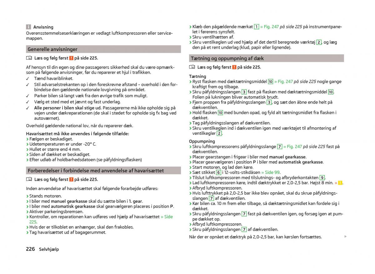 Skoda Superb III 3 Bilens instruktionsbog / page 229