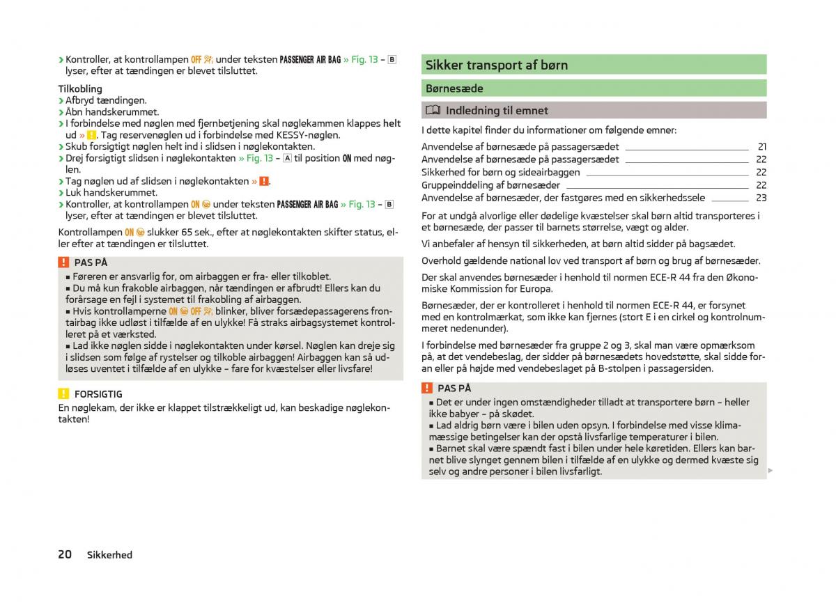 Skoda Superb III 3 Bilens instruktionsbog / page 23