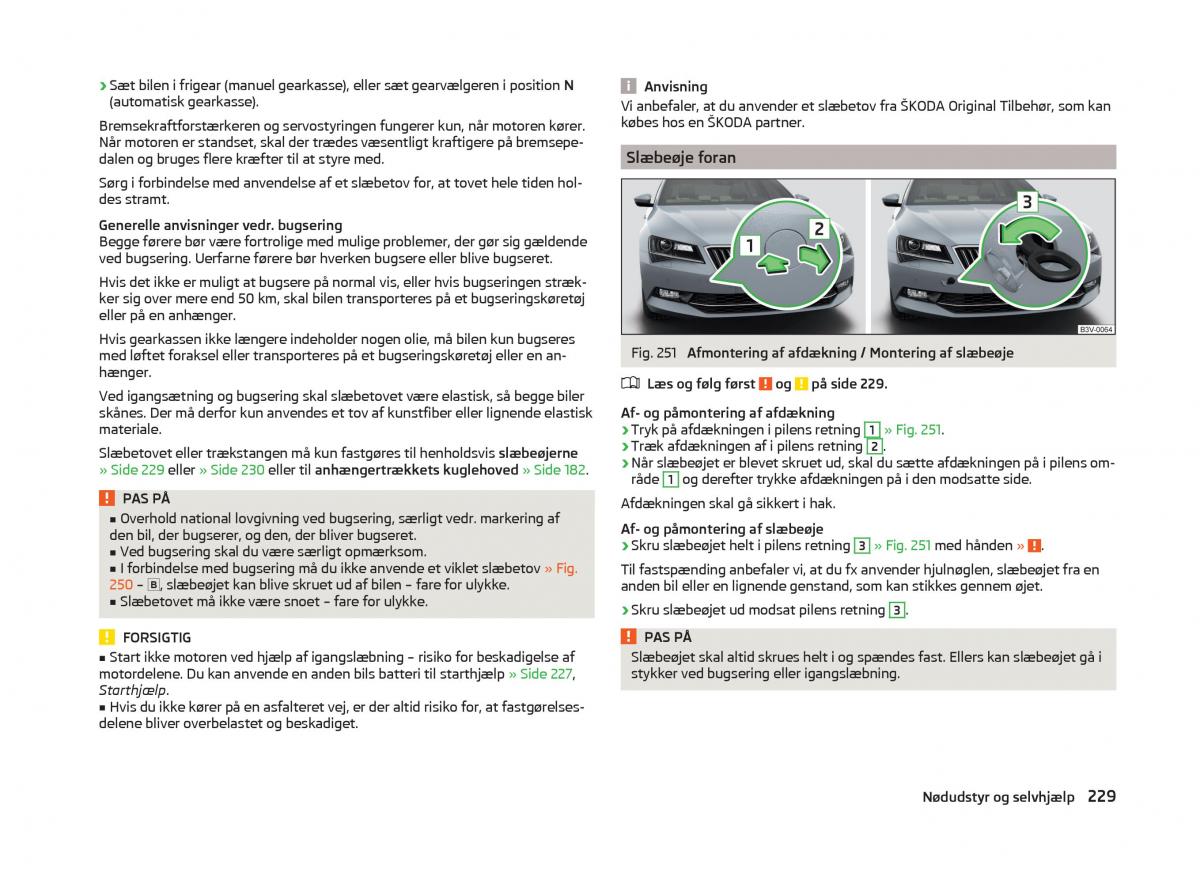 Skoda Superb III 3 Bilens instruktionsbog / page 232