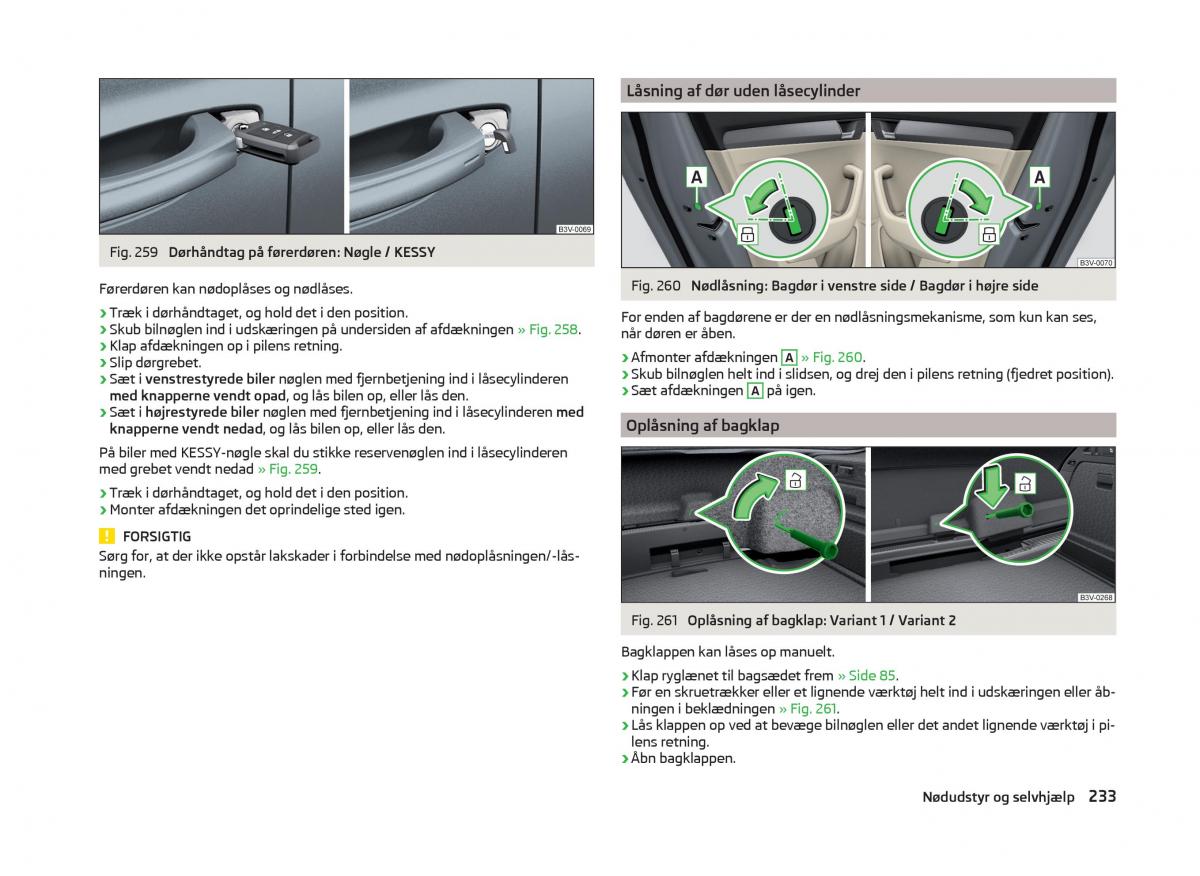 Skoda Superb III 3 Bilens instruktionsbog / page 236