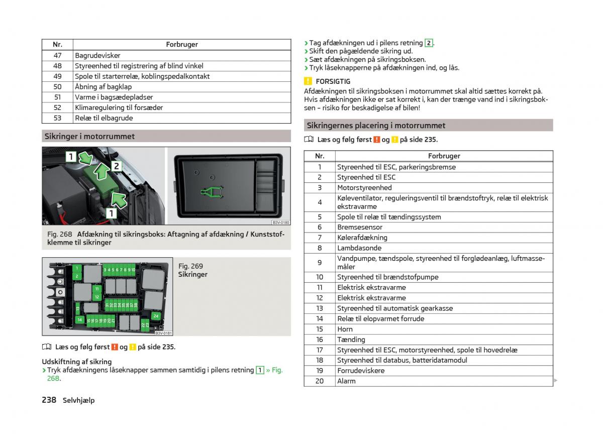 Skoda Superb III 3 Bilens instruktionsbog / page 241