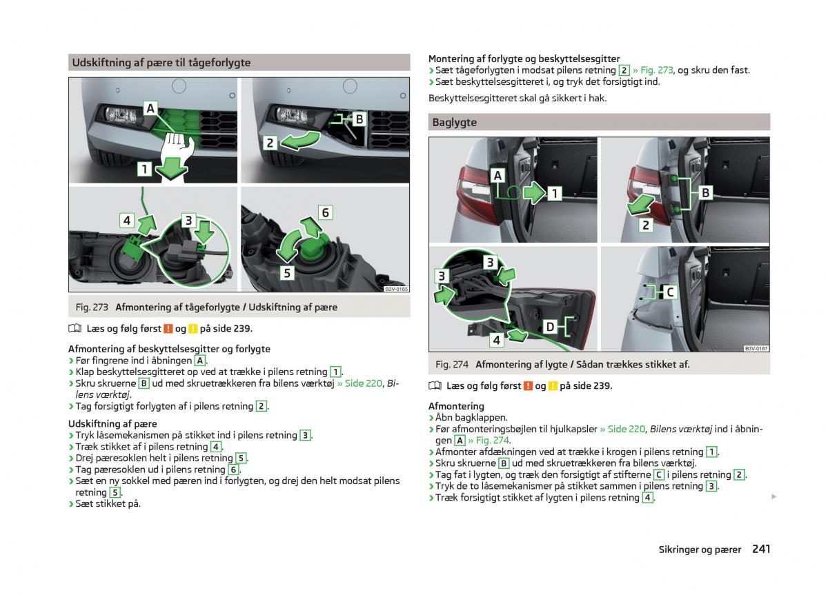 Skoda Superb III 3 Bilens instruktionsbog / page 244