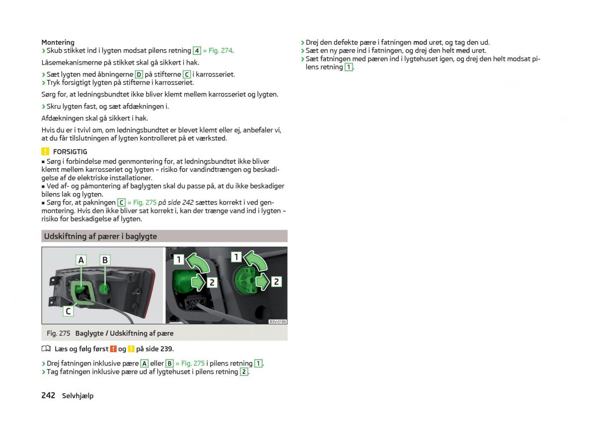 Skoda Superb III 3 Bilens instruktionsbog / page 245