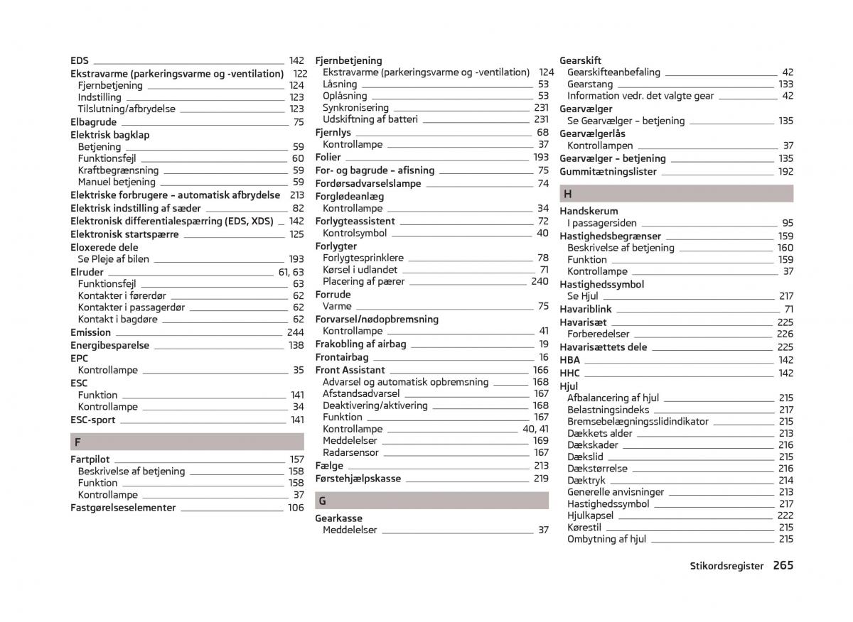 Skoda Superb III 3 Bilens instruktionsbog / page 268