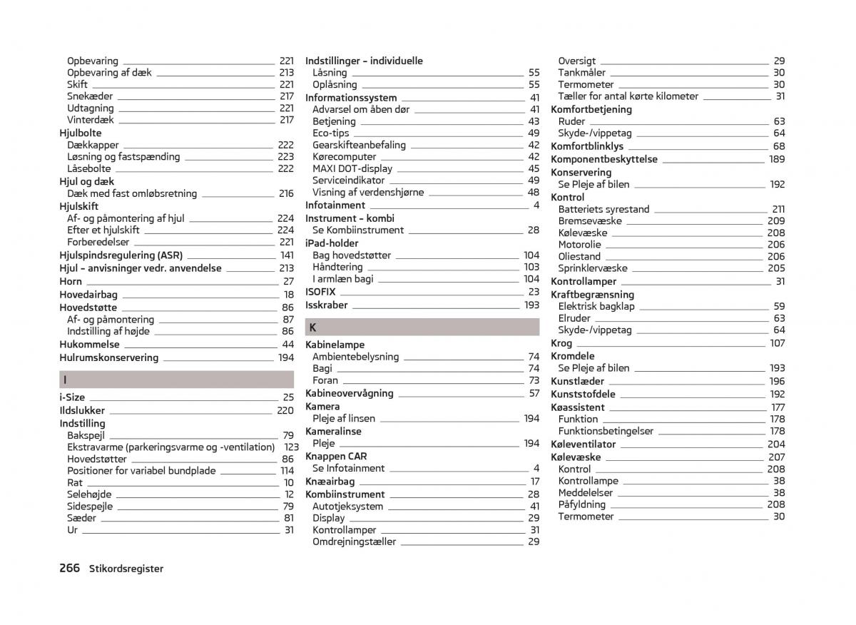 Skoda Superb III 3 Bilens instruktionsbog / page 269