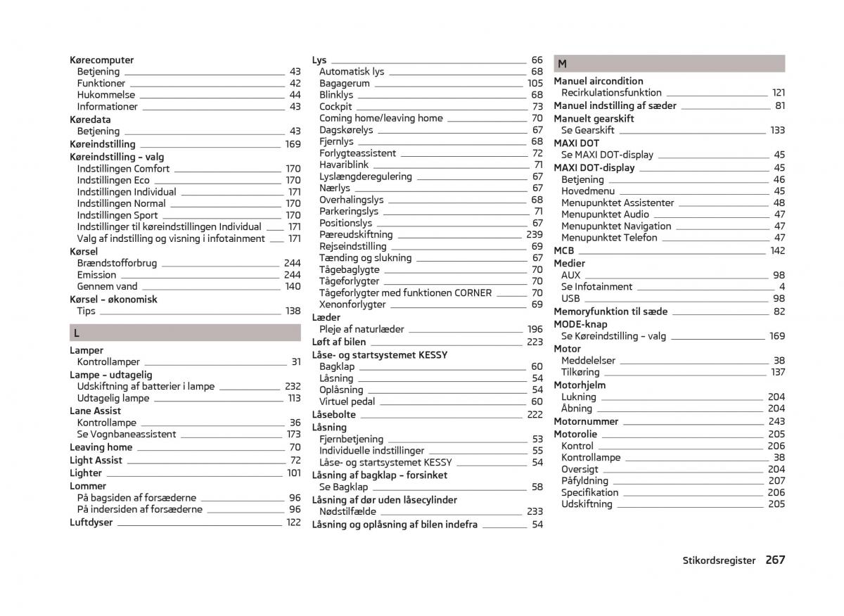 Skoda Superb III 3 Bilens instruktionsbog / page 270