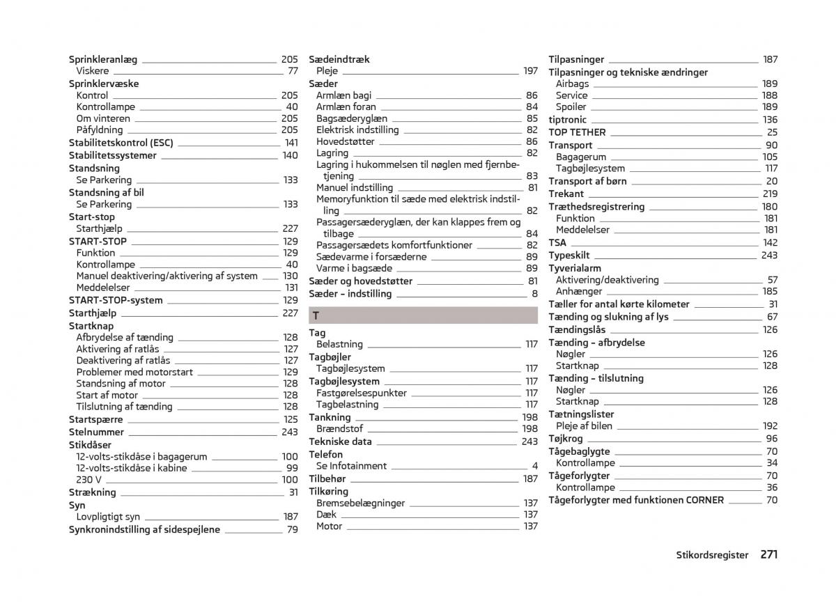 Skoda Superb III 3 Bilens instruktionsbog / page 274