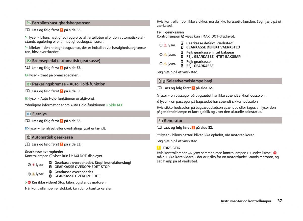 Skoda Superb III 3 Bilens instruktionsbog / page 40