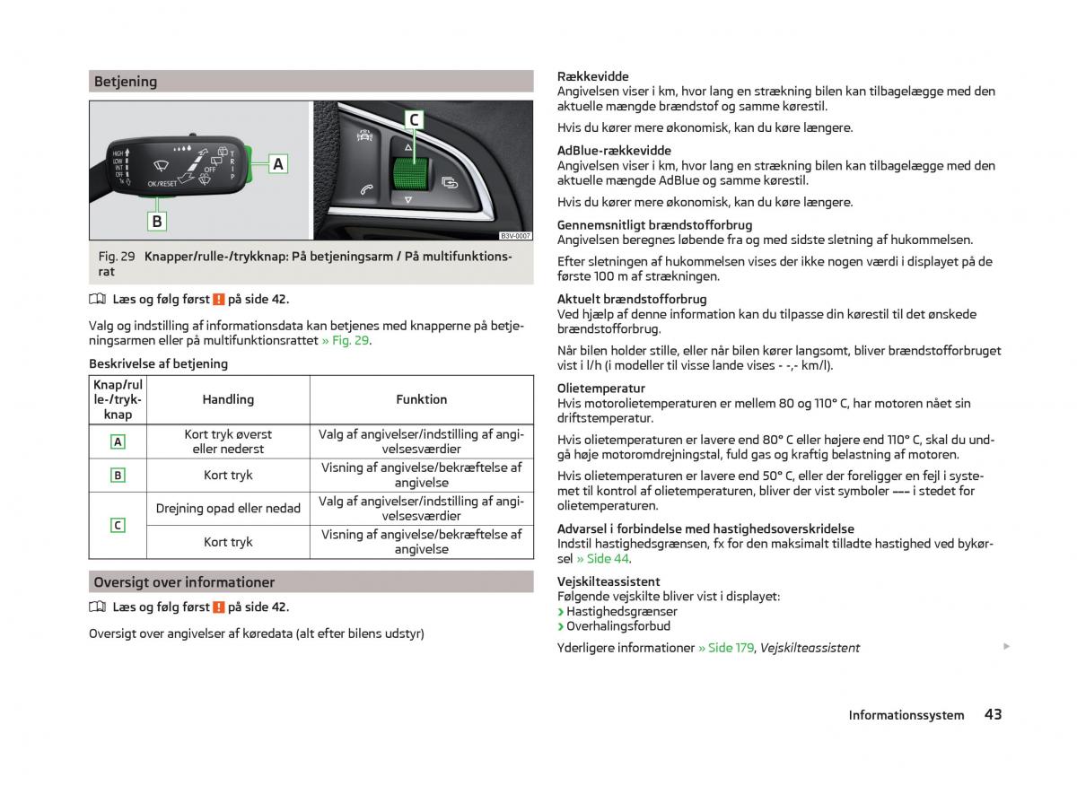 Skoda Superb III 3 Bilens instruktionsbog / page 46