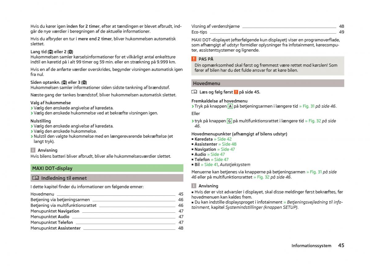 Skoda Superb III 3 Bilens instruktionsbog / page 48