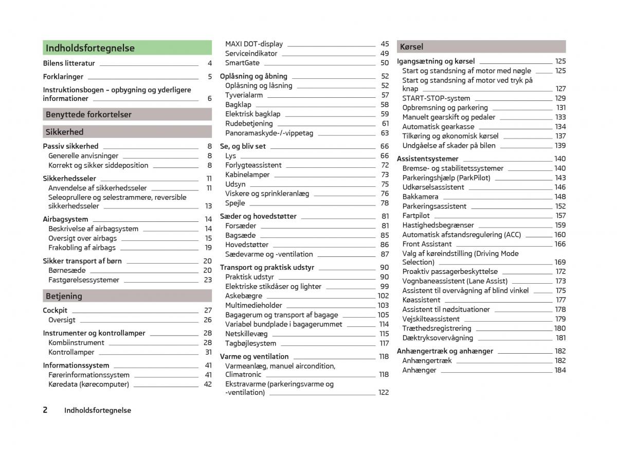 Skoda Superb III 3 Bilens instruktionsbog / page 5