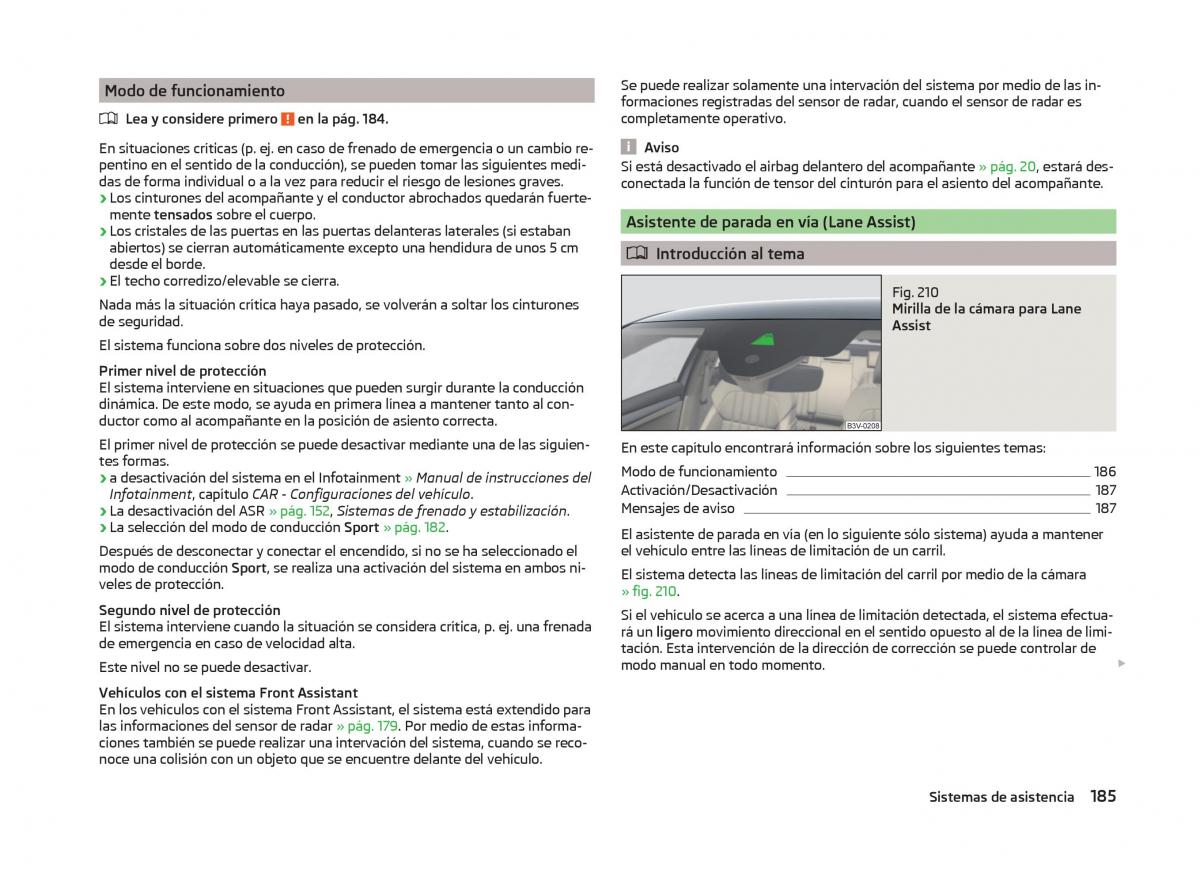 Skoda Superb III 3 manual del propietario / page 188