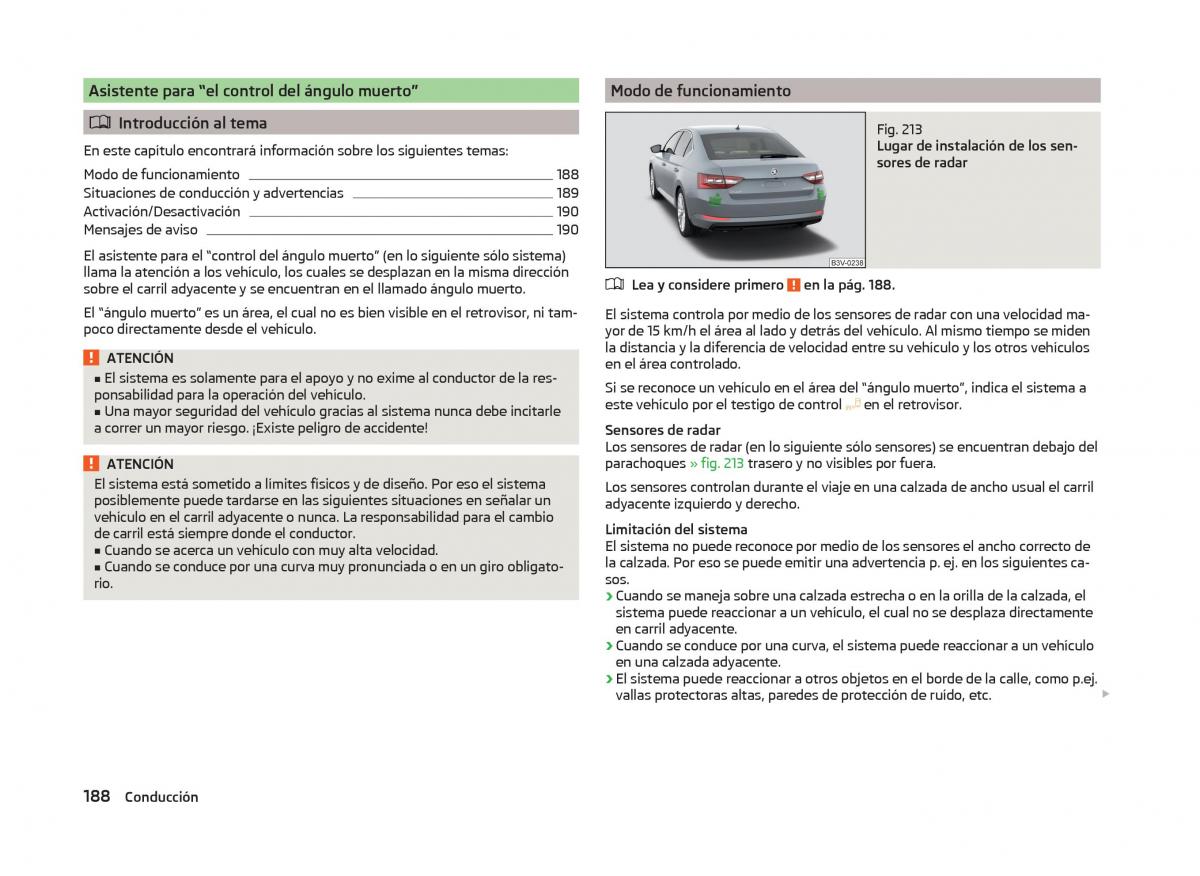 Skoda Superb III 3 manual del propietario / page 191