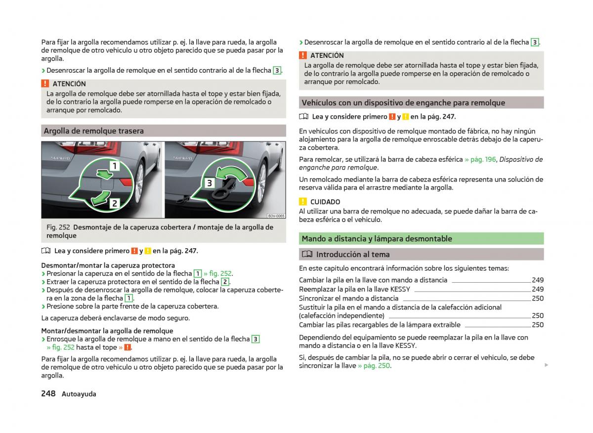 Skoda Superb III 3 manual del propietario / page 251