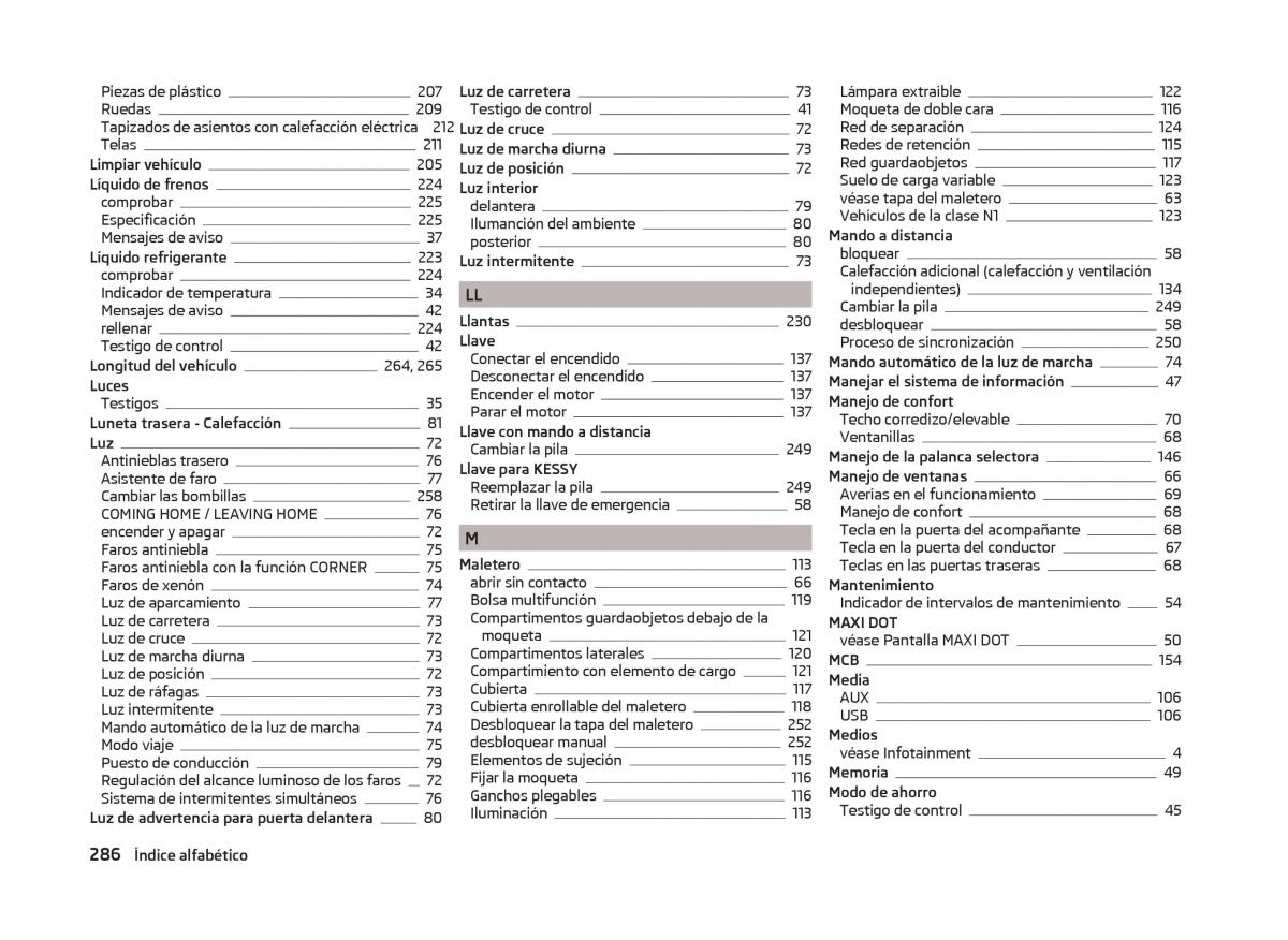 Skoda Superb III 3 manual del propietario / page 289