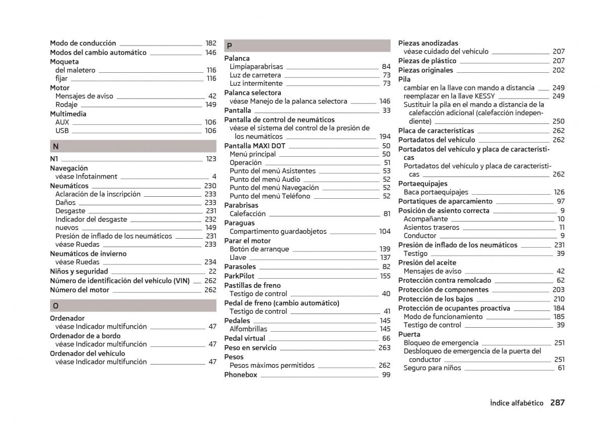 Skoda Superb III 3 manual del propietario / page 290