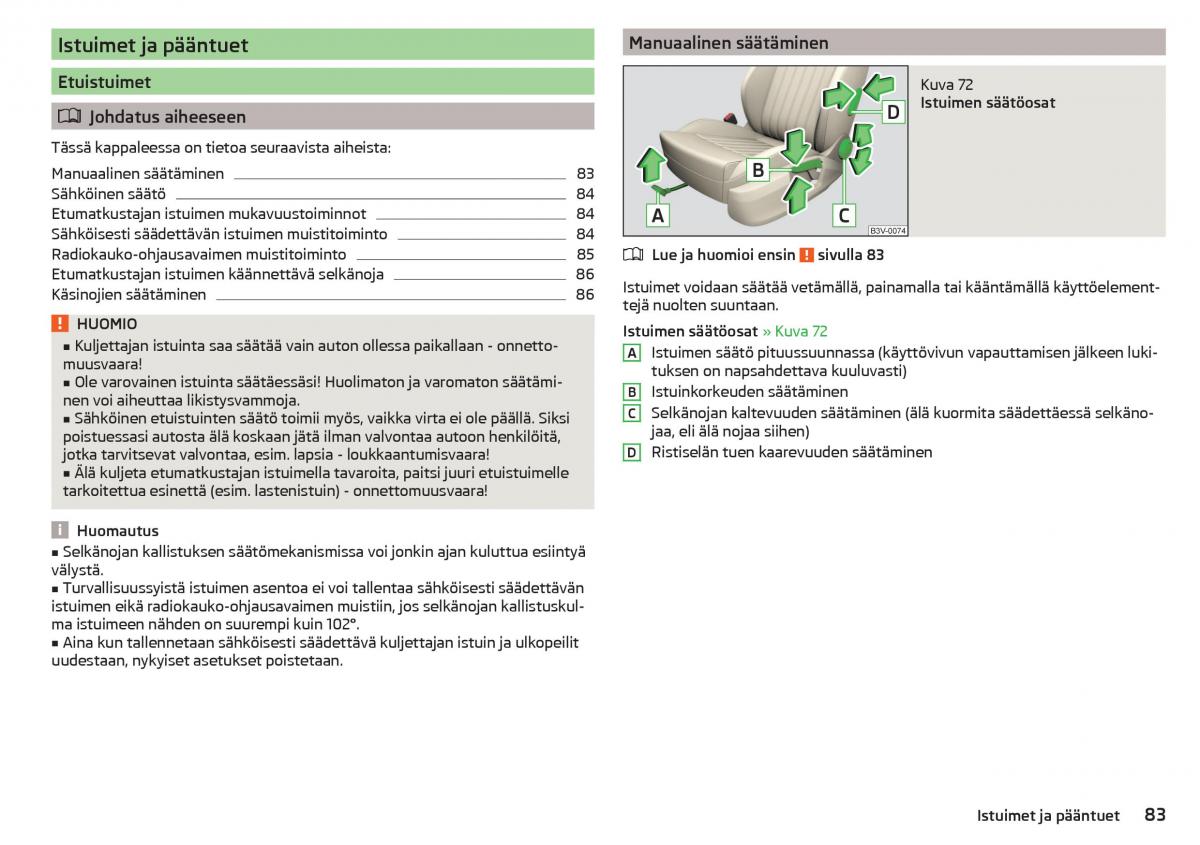 Skoda Superb III 3 omistajan kasikirja / page 85