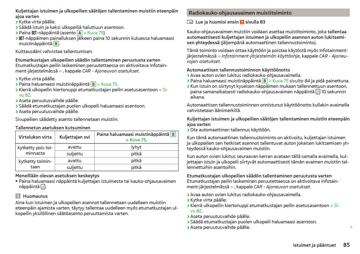 Skoda Superb III 3 omistajan kasikirja / page 87