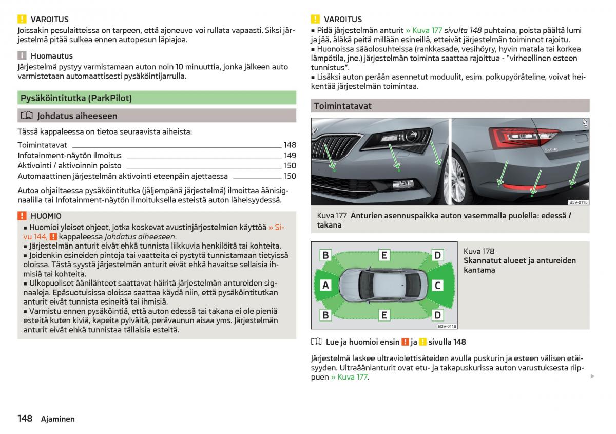 Skoda Superb III 3 omistajan kasikirja / page 150