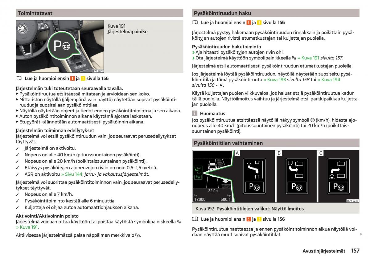 Skoda Superb III 3 omistajan kasikirja / page 159