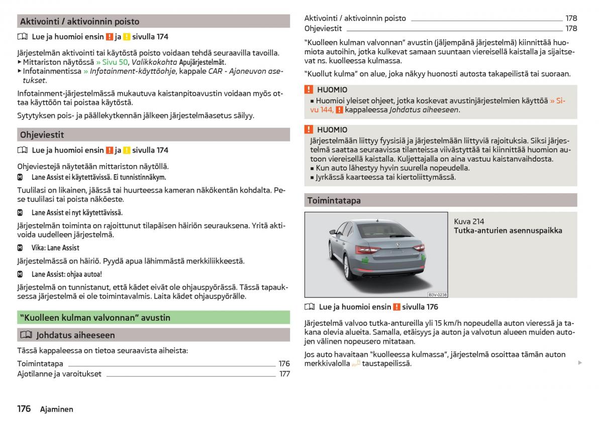 Skoda Superb III 3 omistajan kasikirja / page 178