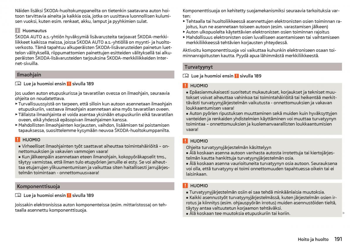 Skoda Superb III 3 omistajan kasikirja / page 193