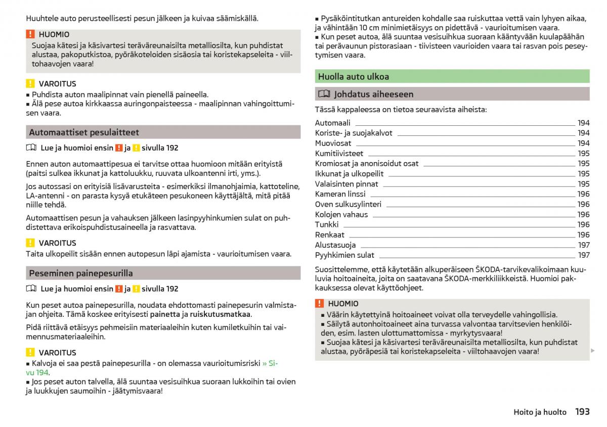 Skoda Superb III 3 omistajan kasikirja / page 195