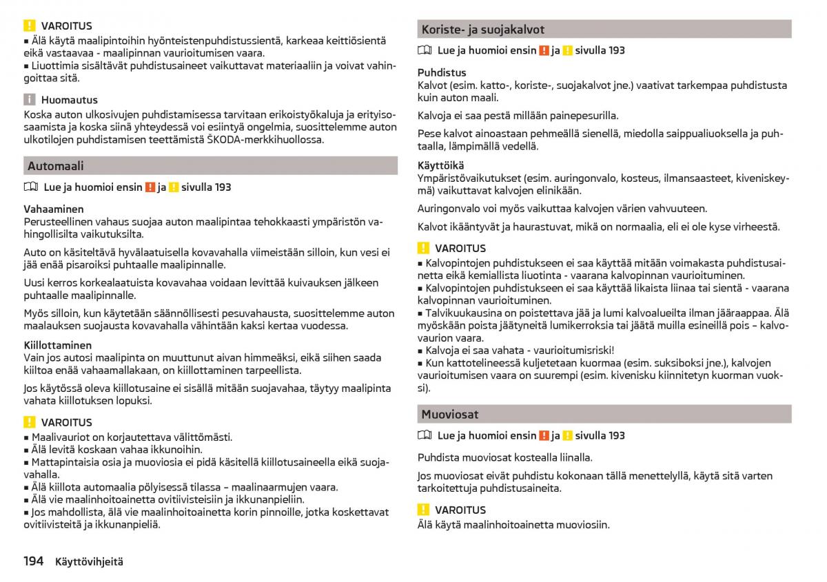 Skoda Superb III 3 omistajan kasikirja / page 196