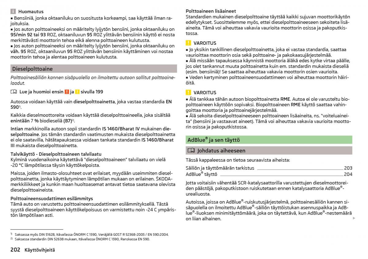 Skoda Superb III 3 omistajan kasikirja / page 204