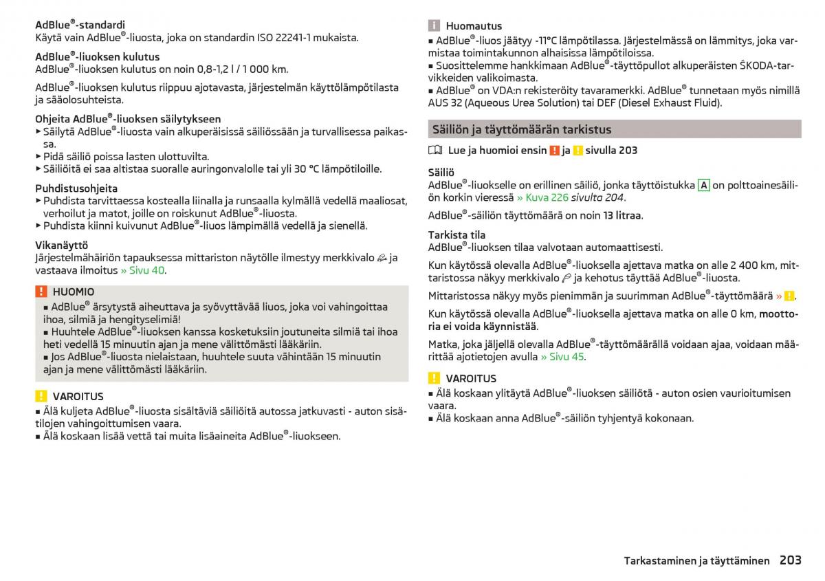 Skoda Superb III 3 omistajan kasikirja / page 205