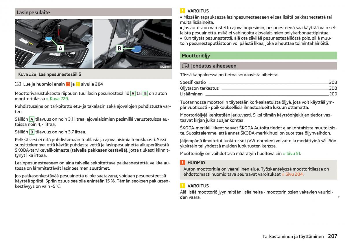 Skoda Superb III 3 omistajan kasikirja / page 209